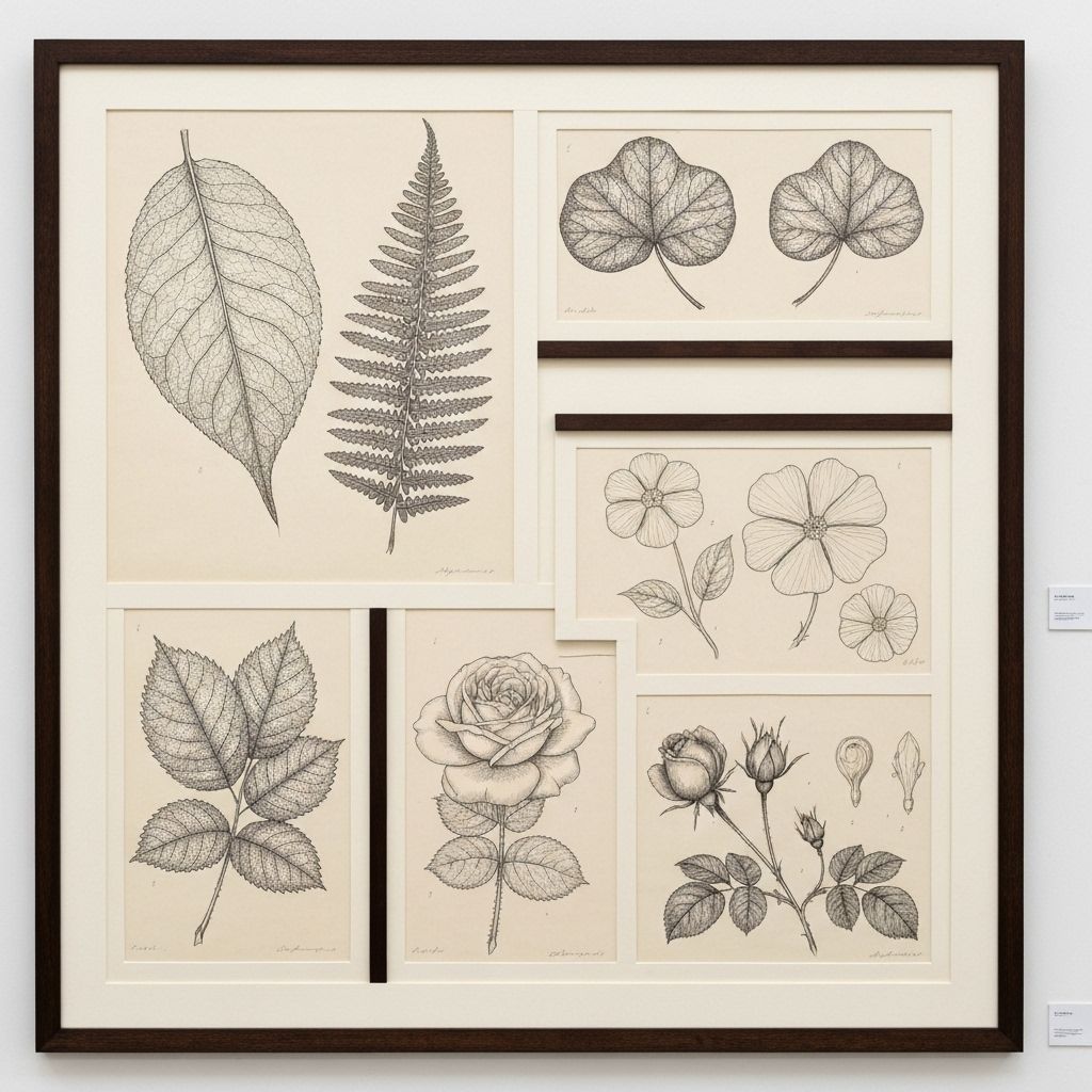 Pen and ink botanical drawings