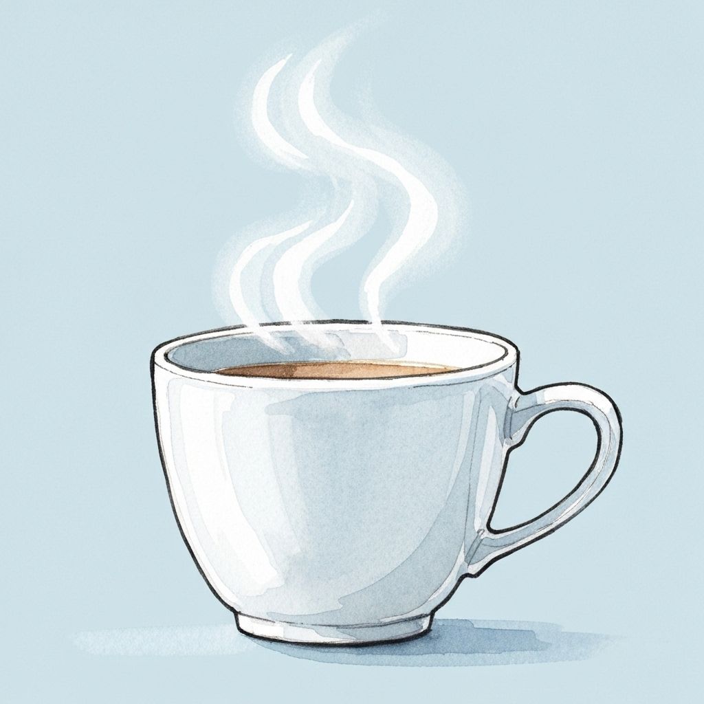 Watercolor sketch of a coffee cup with rising steam